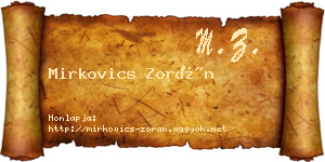 Mirkovics Zorán névjegykártya
